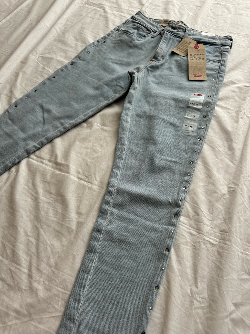 Levi's Light Wash Straight Leg Jeans with Side Studs